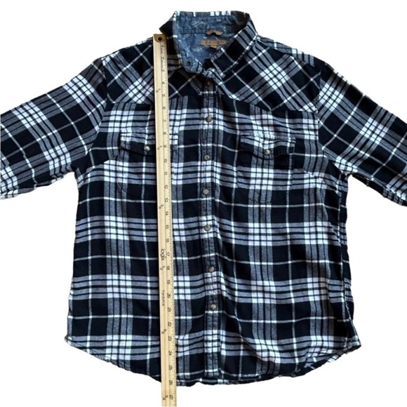 Plaid Button Down Shirt Black White Jachs Girlfriend Large 🖤🤍🖤🤍 - Picture 6 of 8